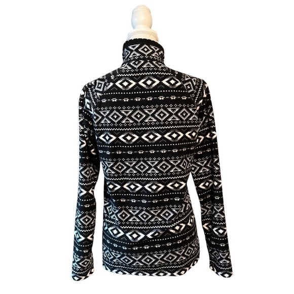EDDIE BAUER WOMENS BLACK & WHITE NORDIC FAIR ISLES WUEST FLEECE PULLOVER SZ MED - Picture 8 of 11